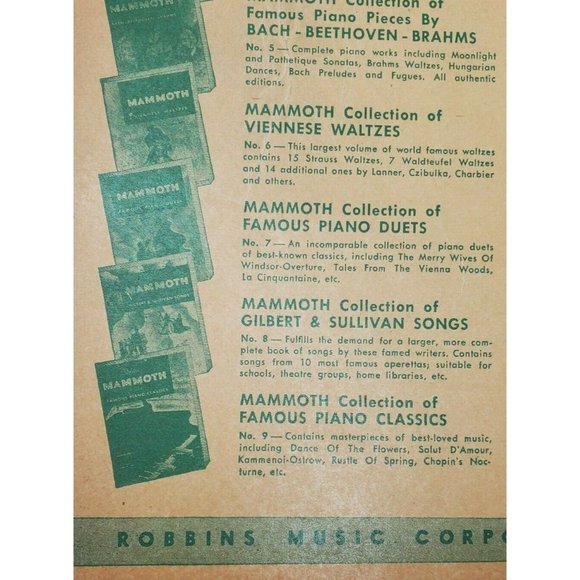 1936 Mammoth Series #1 Robbins Mammoth Collection Of Famous Piano Music Book - Picture 6 of 12